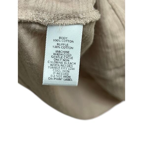 Ann Taylor LOFT Ruffle Button Cardigan Top Cotton Medium Beige - Picture 2 of 8